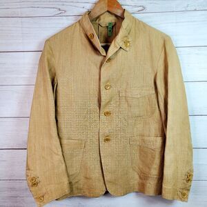 45rpm 45r 100% Linen Tan Women's Blazer Jacket Size 1 Made In Japan